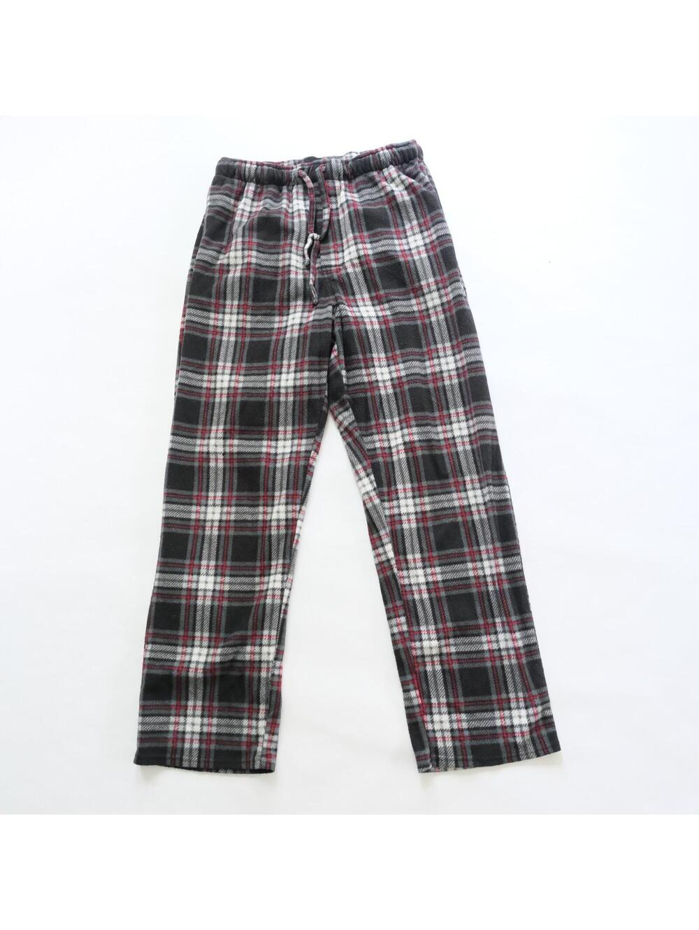 Weatherproof Men’s Red Black Plaid Fleece Pajama Pants M Elastic Waist Regular